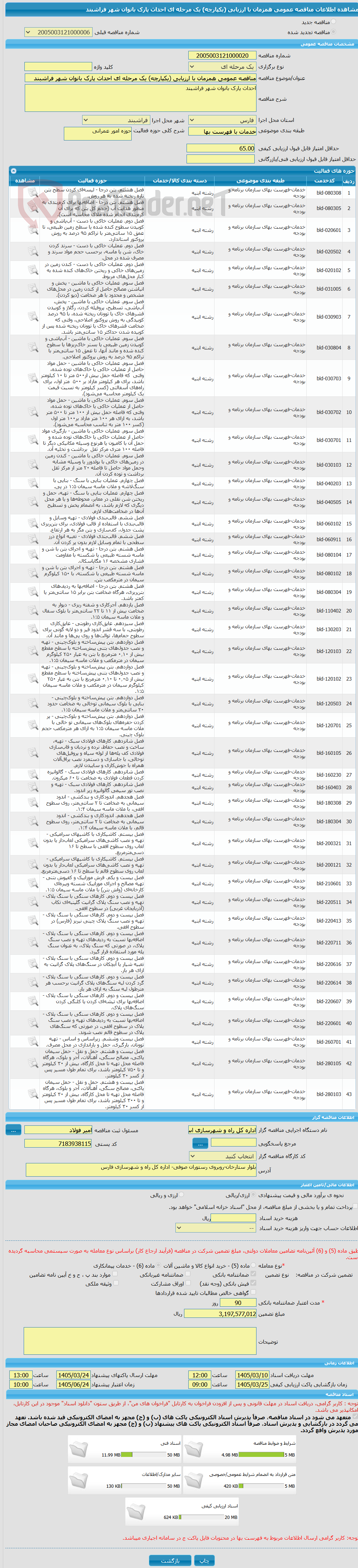 تصویر کوچک آگهی مناقصه عمومی همزمان با ارزیابی (یکپارچه) یک مرحله ای احداث پارک بانوان شهر فراشبند