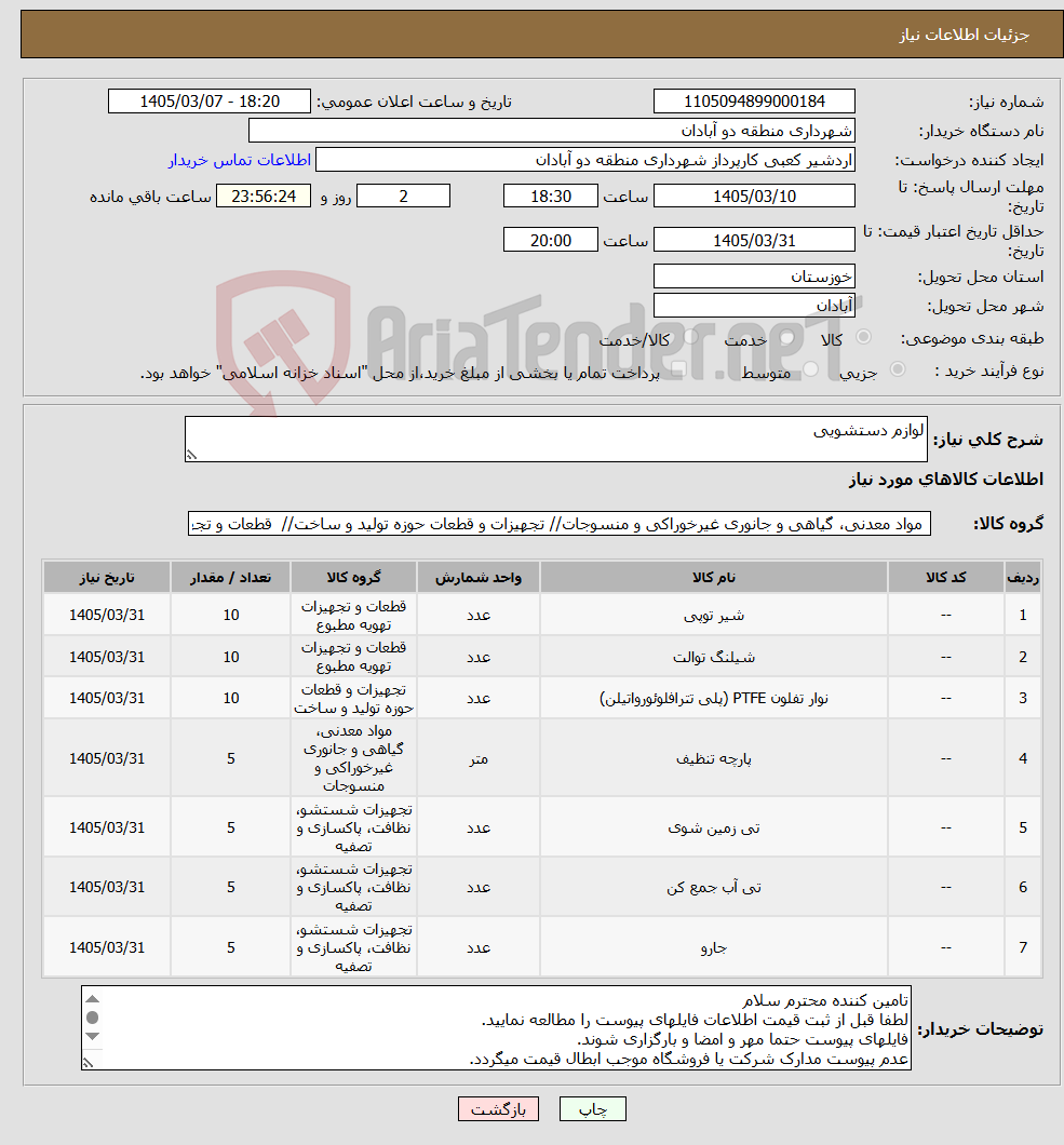 تصویر کوچک آگهی نیاز کالا-لوازم دستشویی
