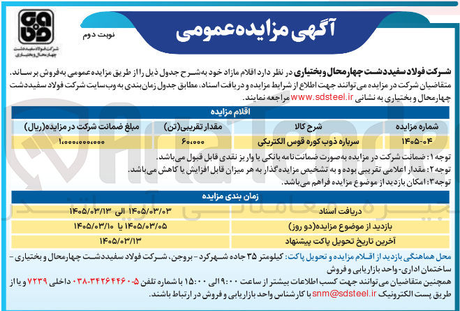 تصویر کوچک آگهی فروش سرباره ذوب کوره قوس الکتریکی