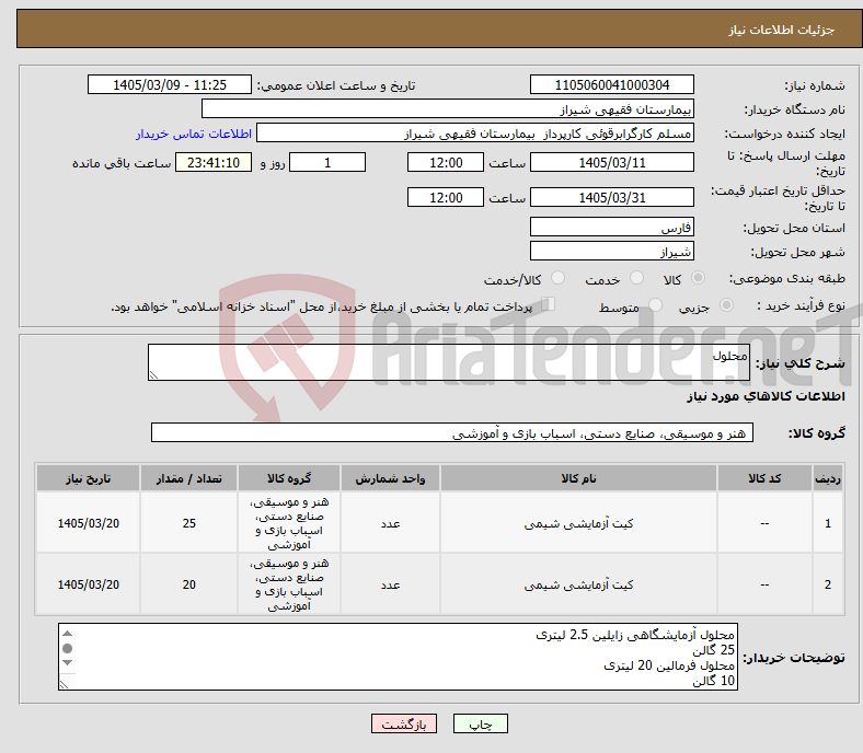 تصویر کوچک آگهی نیاز کالا-محلول