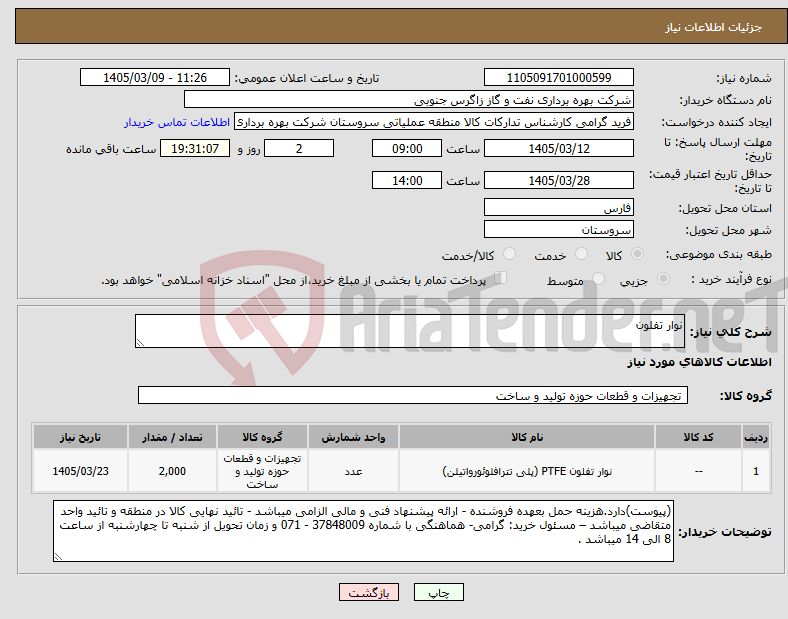 تصویر کوچک آگهی نیاز کالا-نوار تفلون