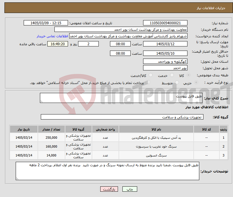 تصویر کوچک آگهی نیاز کالا-طبق فایل پیوست 