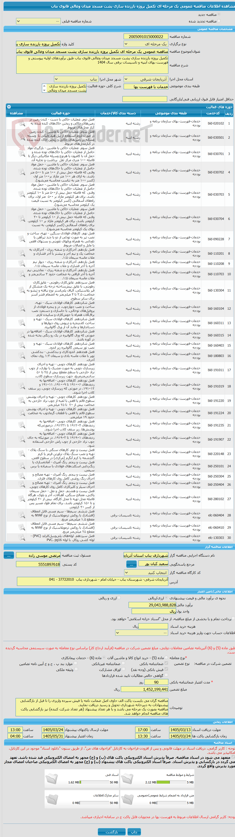 تصویر کوچک آگهی مناقصه عمومی یک مرحله ای تکمیل پروژه باززنده سازی پشت مسجد میدان وعالی قاپوی بناب 