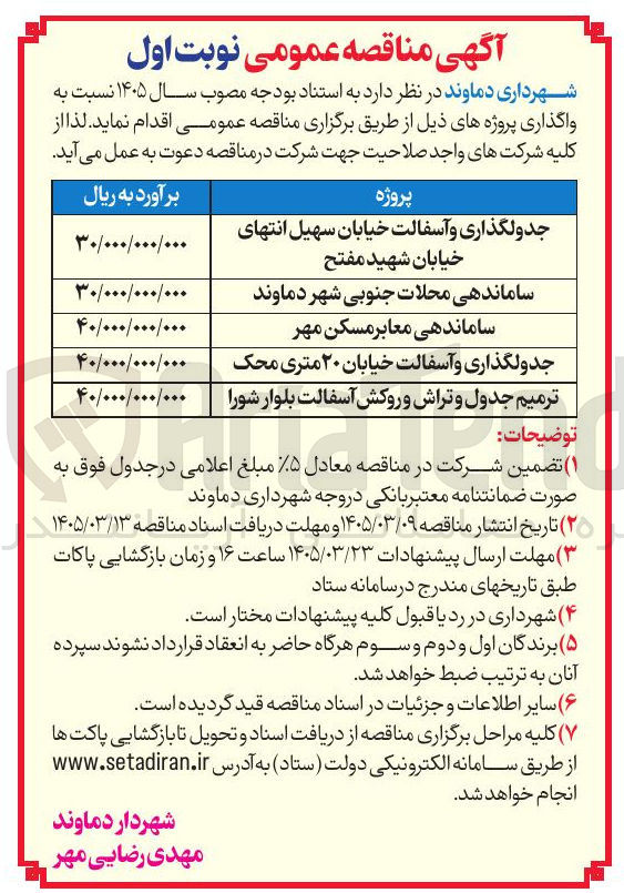 تصویر کوچک آگهی ساماندهی محلات