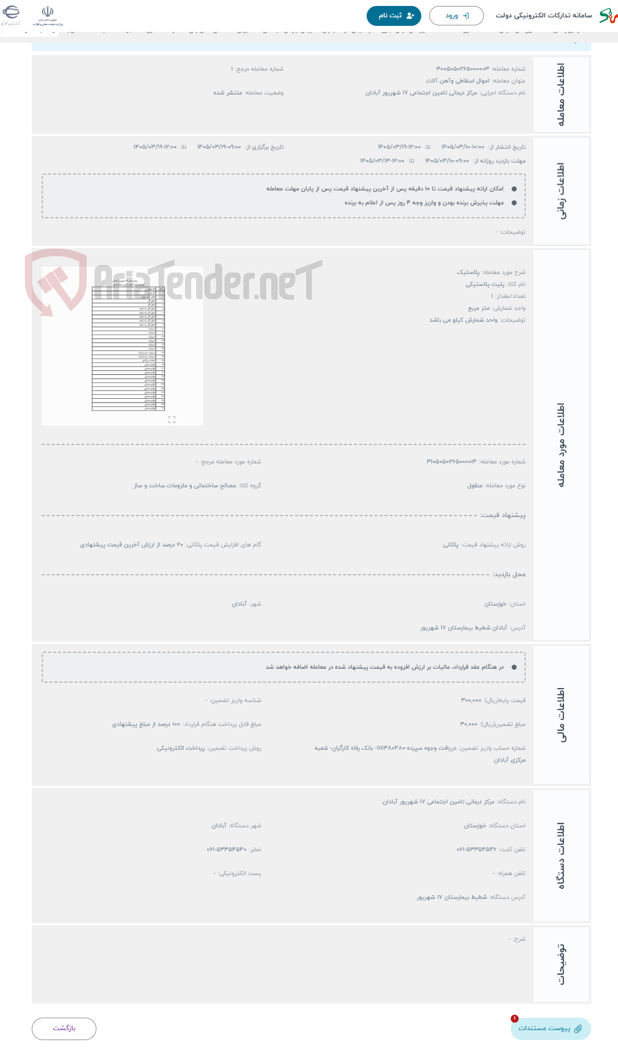 تصویر کوچک آگهی حراج پلاستیک