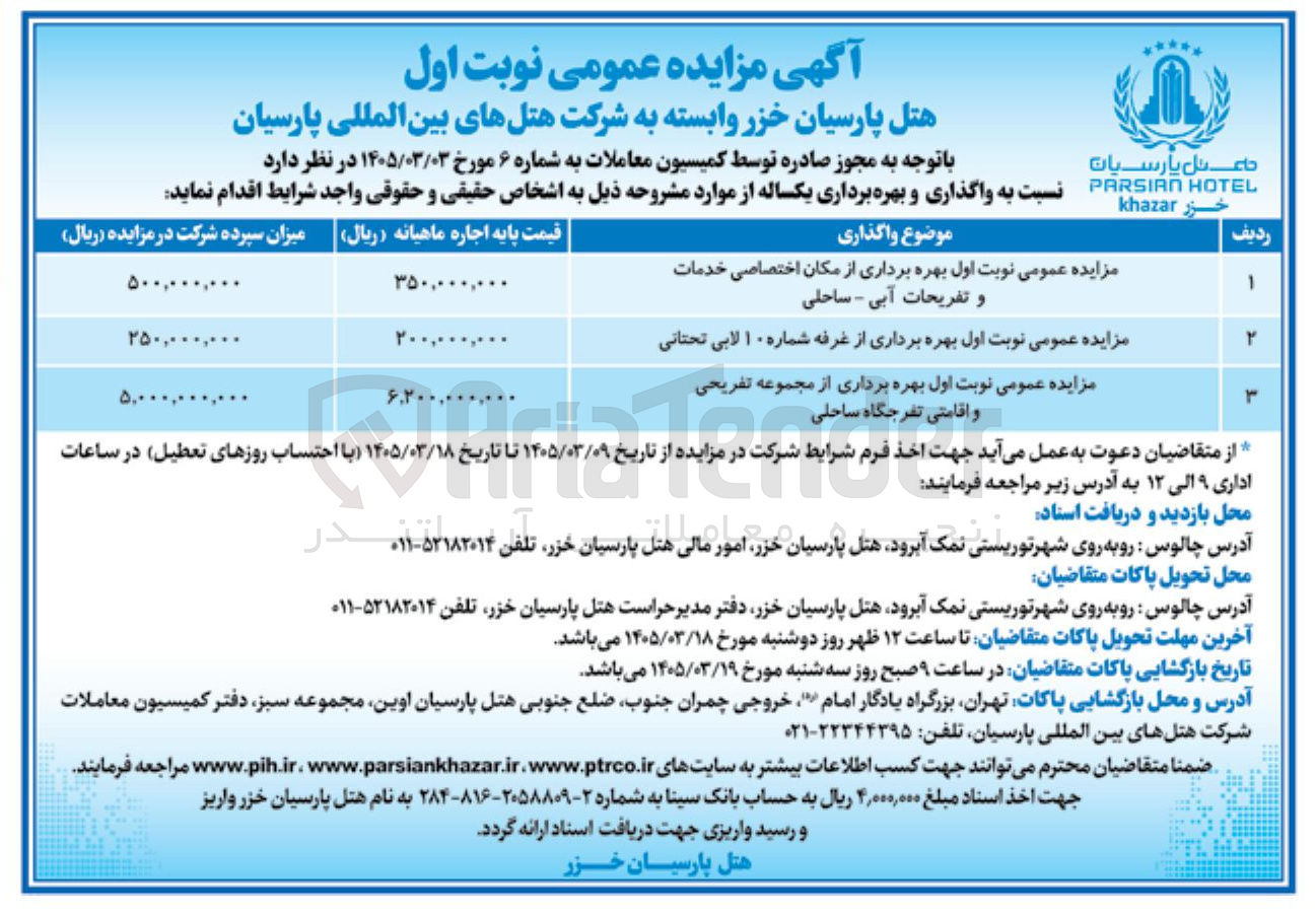 تصویر کوچک آگهی واگذاری و بهره برداری از اماکن 