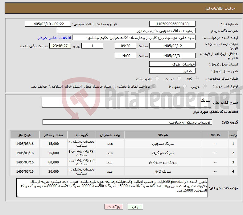 تصویر کوچک آگهی نیاز کالا-سرنگ 