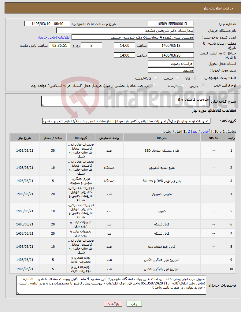 تصویر کوچک آگهی نیاز کالا-ملزومات کامپیوتر و it