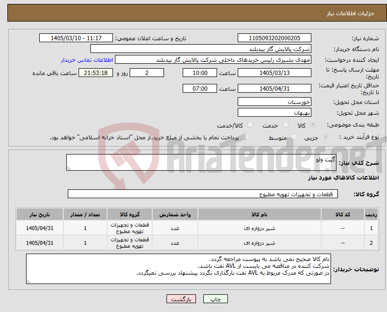 تصویر کوچک آگهی نیاز کالا-گیت ولو