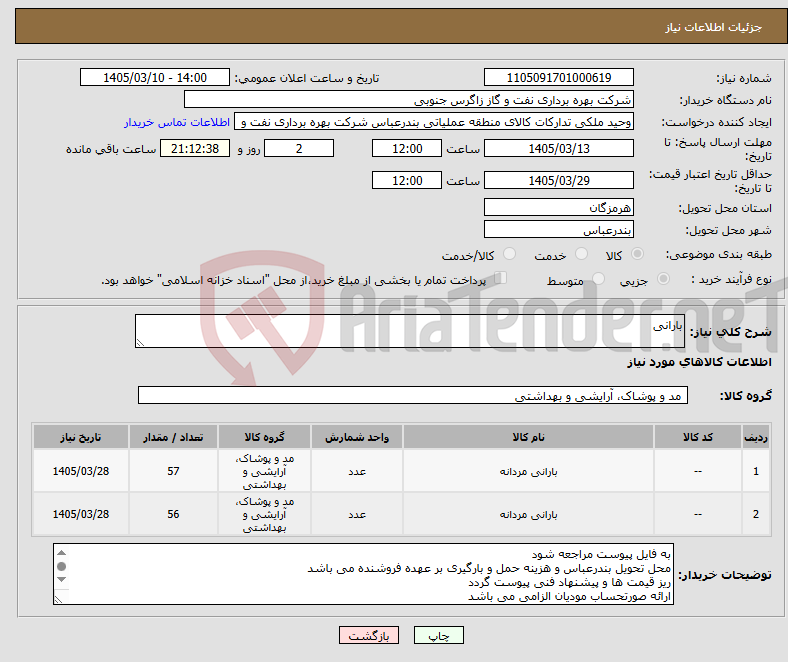 تصویر کوچک آگهی نیاز کالا-بارانی 