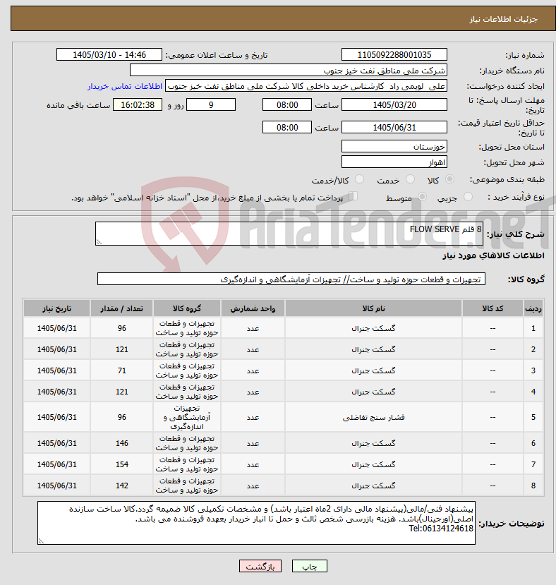 تصویر کوچک آگهی نیاز کالا-8 قلم FLOW SERVE