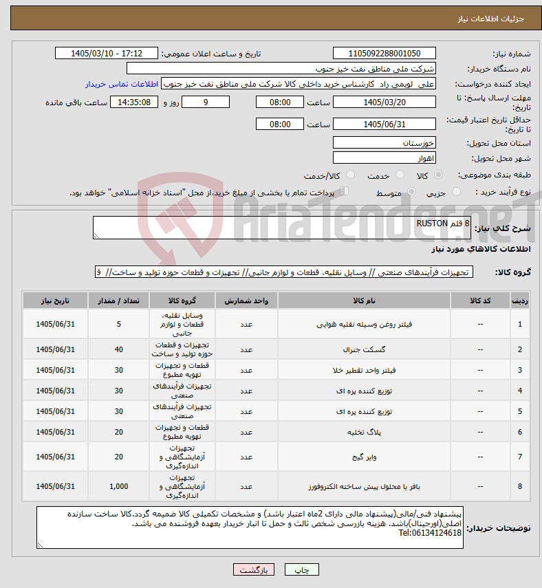 تصویر کوچک آگهی نیاز کالا-8 قلم RUSTON