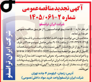 تصویر کوچک آگهی خرید ۵۰۰ عدد پیچ فونداسیون