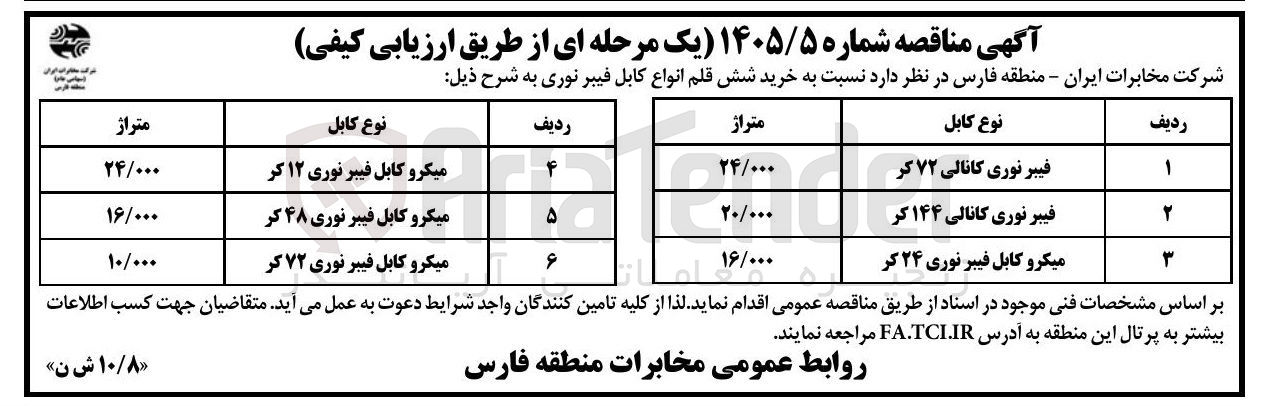 تصویر کوچک آگهی خرید شش قلم انواع کابل فیبر نوری