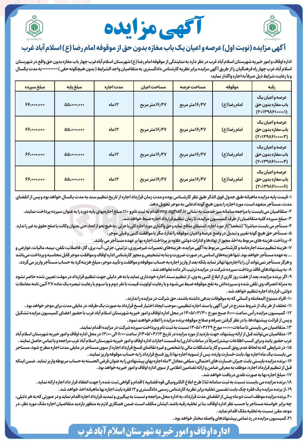 تصویر کوچک آگهی عرصه و اعیان یک باب مغازه