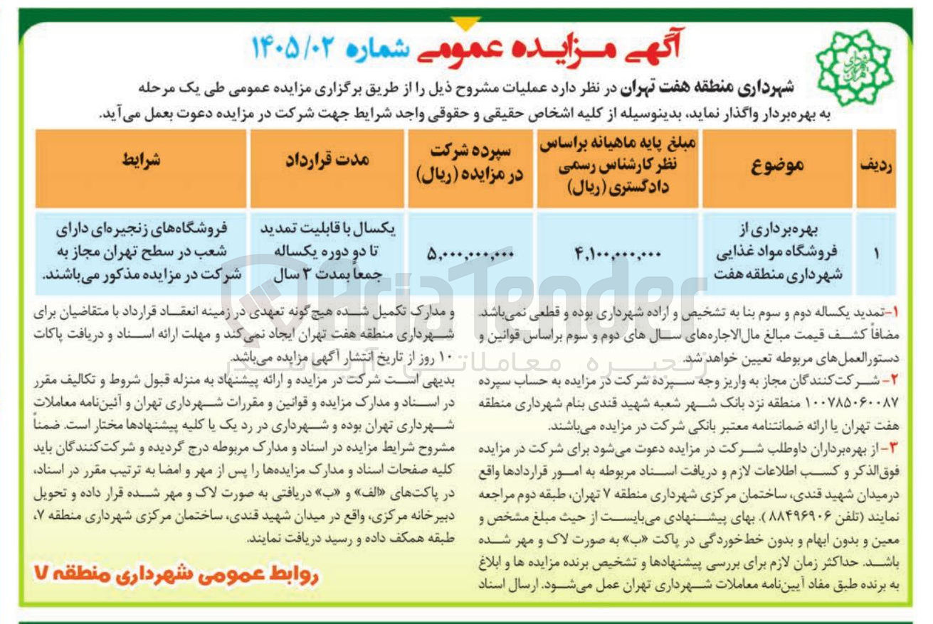 تصویر کوچک آگهی بهره برداری از فروشگاه مواد غذایی