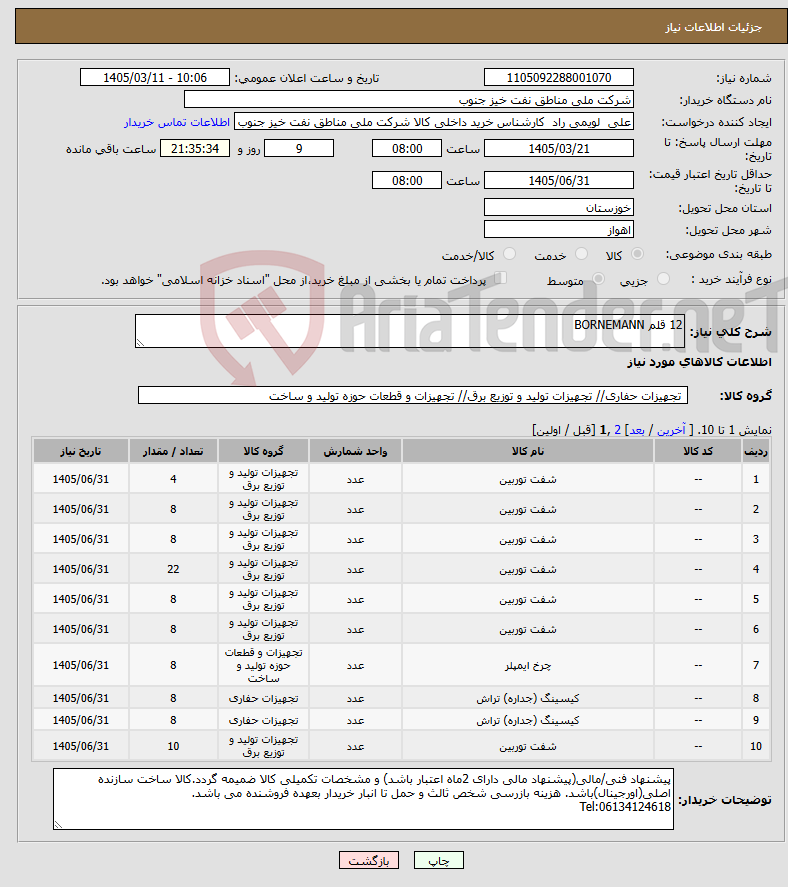تصویر کوچک آگهی نیاز کالا-12 قلم BORNEMANN