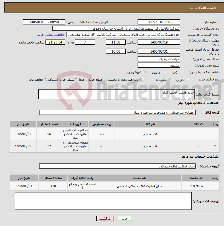 تصویر کوچک آگهی نیاز خدمت/کالا-خرید قفسه تجهیز انبار