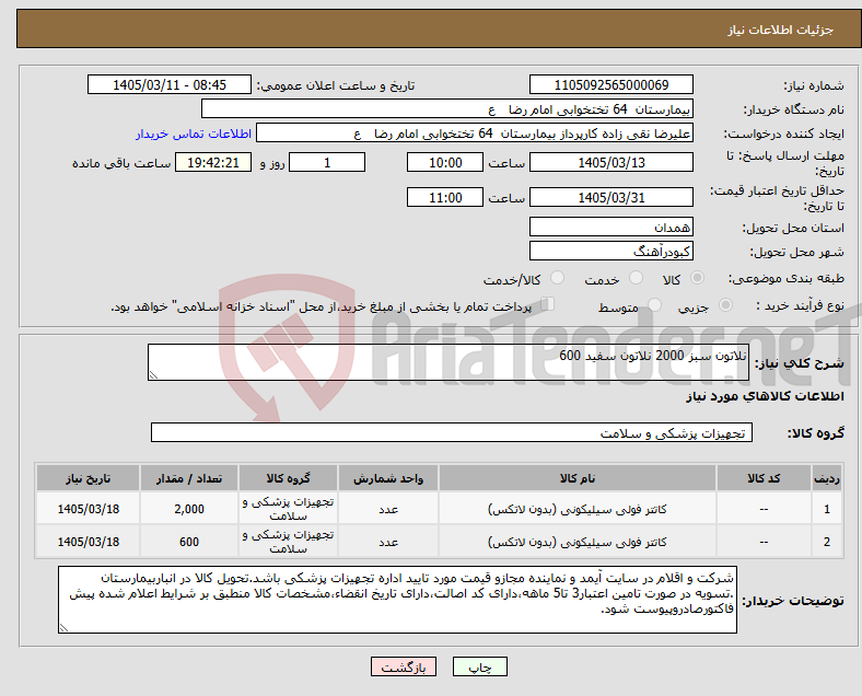 تصویر کوچک آگهی نیاز کالا-نلاتون سبز 2000 نلاتون سفید 600