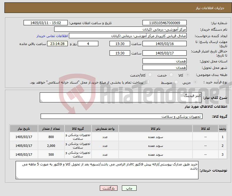 تصویر کوچک آگهی نیاز کالا-کتتر فیدینگ
