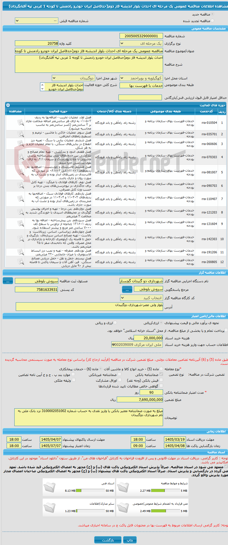 تصویر کوچک آگهی مناقصه عمومی یک مرحله ای احداث بلوار اندیشه فاز دوم(حدفاصل ایران خودرو رادمنش تا کوچه 1 غربی تپه آفتابگردان)