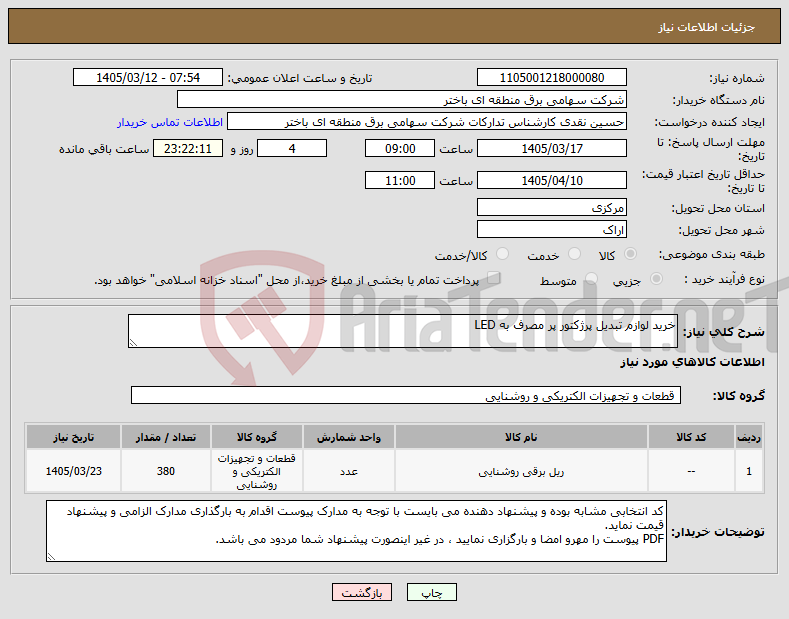 تصویر کوچک آگهی نیاز کالا-خرید لوازم تبدیل پرژکتور پر مصرف به LED