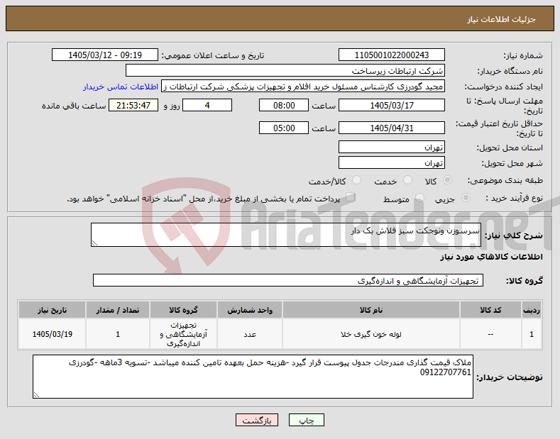 تصویر کوچک آگهی نیاز کالا-سرسوزن ونوجکت سبز فلاش بک دار