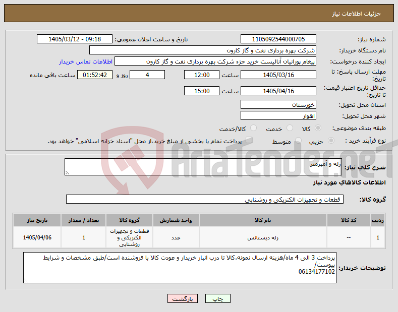 تصویر کوچک آگهی نیاز کالا-رله و آمپرمتر