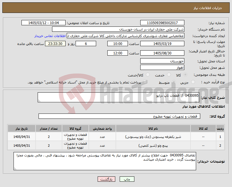 تصویر کوچک آگهی نیاز کالا-0430095 / قطعات تاپ درایو