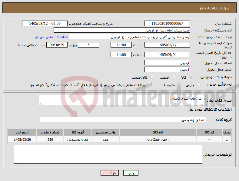 تصویر کوچک آگهی نیاز کالا-روغن مایع سرخ کردنی