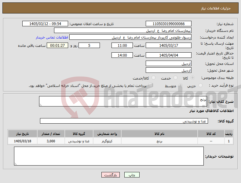 تصویر کوچک آگهی نیاز کالا-برنج