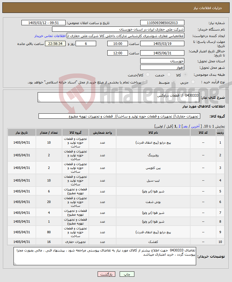 تصویر کوچک آگهی نیاز کالا-0430333 / قطعات دراوکس
