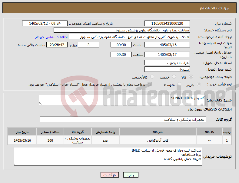 تصویر کوچک آگهی نیاز کالا-گایدوایر SUNNT 0.014