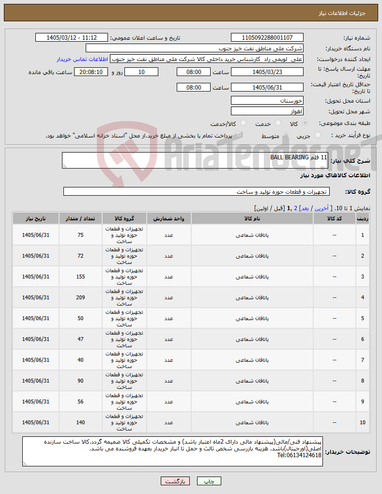 تصویر کوچک آگهی نیاز کالا-11 قلم BALL BEARING