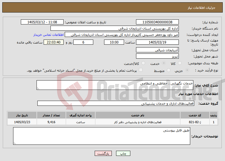 تصویر کوچک آگهی نیاز خدمات-خدمات نگهبانی ، حفاظتی و انتظامی