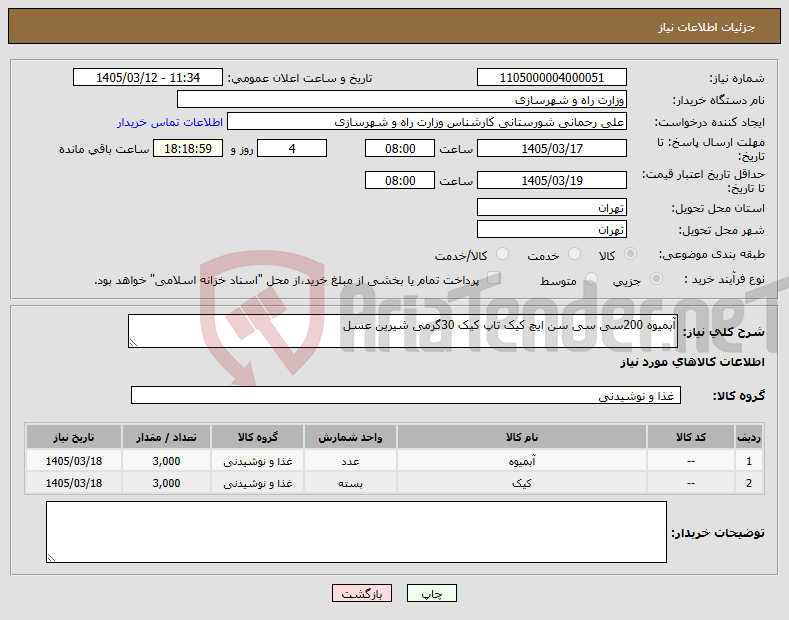 تصویر کوچک آگهی نیاز کالا-آبمیوه 200سی سی سن ایچ کیک تاپ کیک 30گرمی شیرین عسل