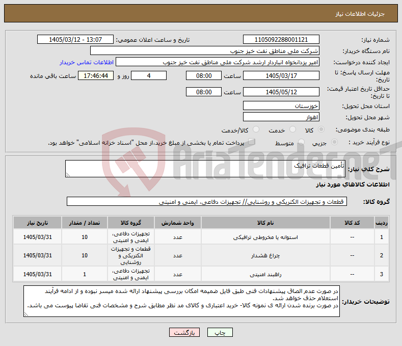 تصویر کوچک آگهی نیاز کالا-تأمین قطعات ترافیک