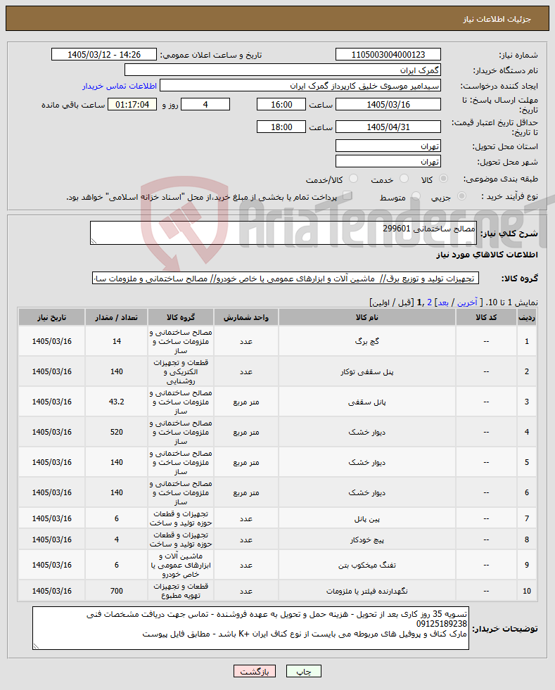 تصویر کوچک آگهی نیاز کالا-مصالح ساختمانی 299601