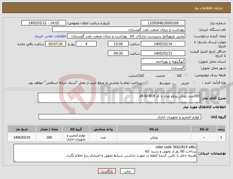 تصویر کوچک آگهی نیاز کالا-200عدد زونکن پاپکو مدل با کد 814 a4 bc