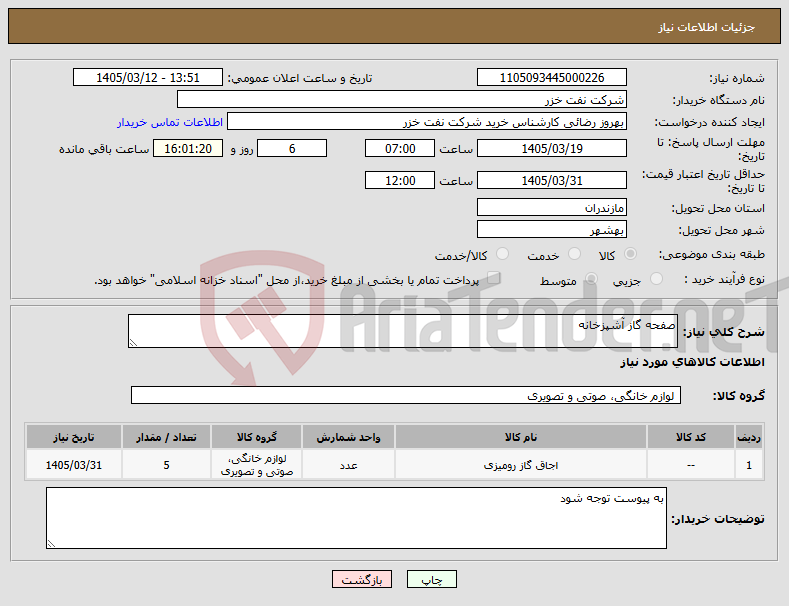 تصویر کوچک آگهی نیاز کالا-صفحه گاز آشپزخانه