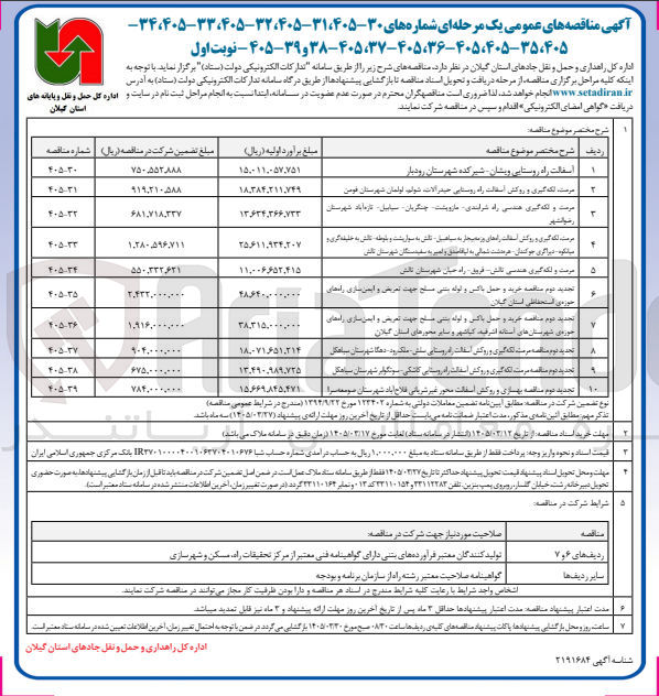 تصویر کوچک آگهی مرمت لکه گیری و روکش آسفالت راه روستایی