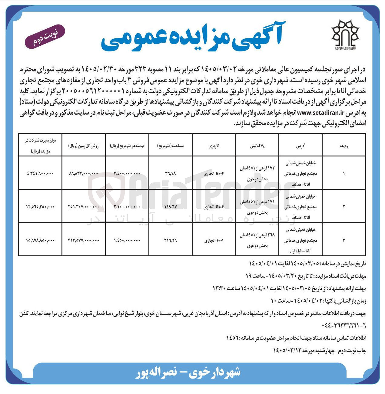تصویر کوچک آگهی فروش ۳ باب واحد تجاری 