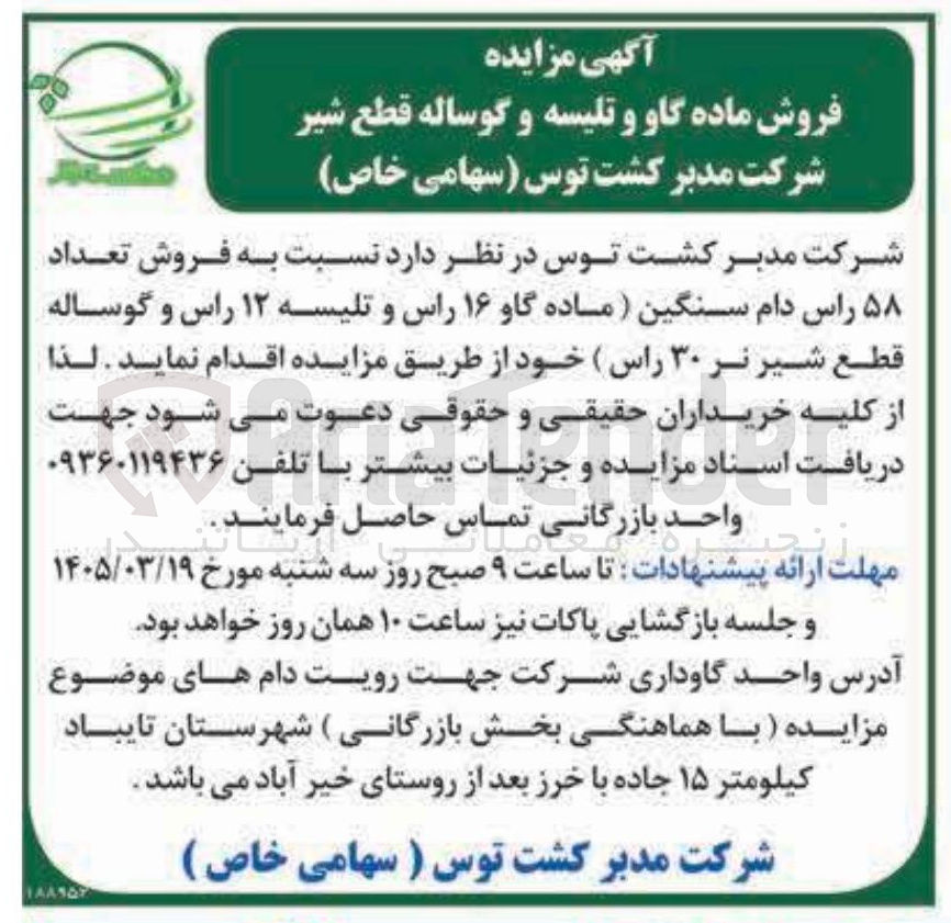 تصویر کوچک آگهی  فروش تعداد ۵۸ راس دام سنگین