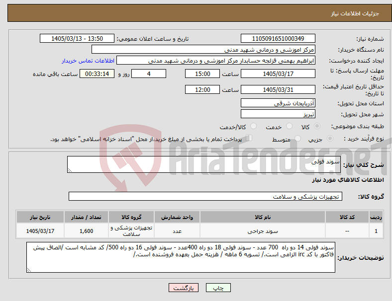 تصویر کوچک آگهی نیاز کالا-سوند فولی