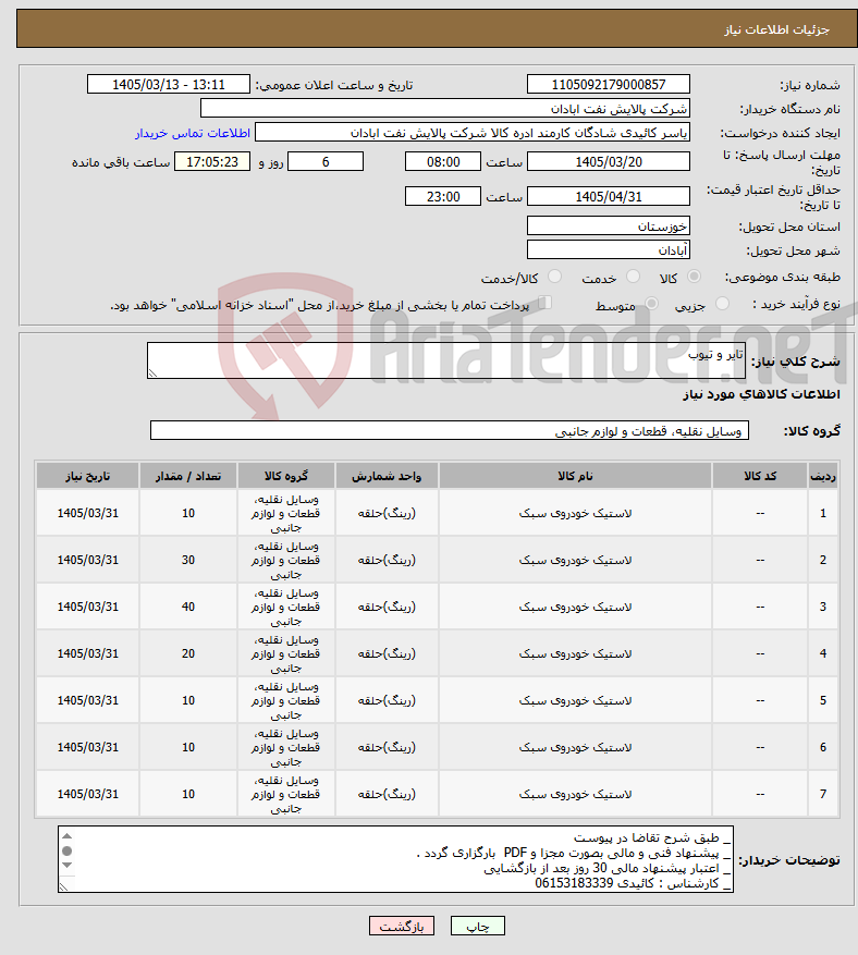 تصویر کوچک آگهی نیاز کالا-تایر و تیوب