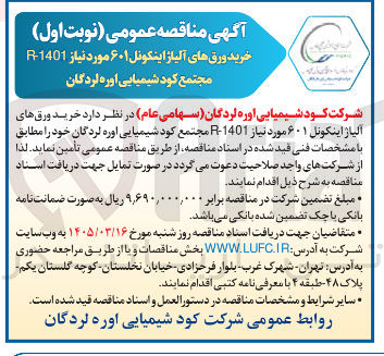 تصویر کوچک آگهی خرید ورق های آلیاژ اینکونل ۶۰۱ مورد نیاز R-1401 