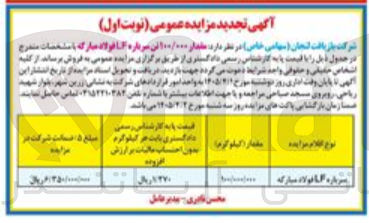تصویر کوچک آگهی فروش مقدار 100/000 تن سرباره LF