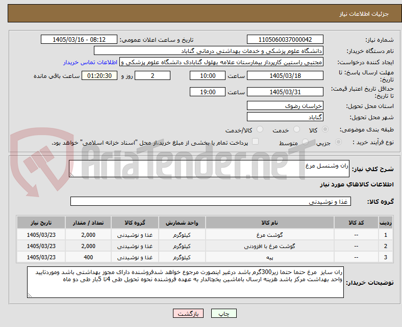 تصویر کوچک آگهی ران وشنسل مرغ