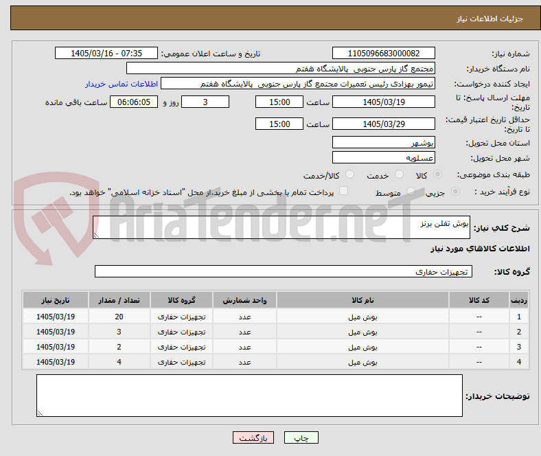 تصویر کوچک آگهی بوش تفلن برنز
