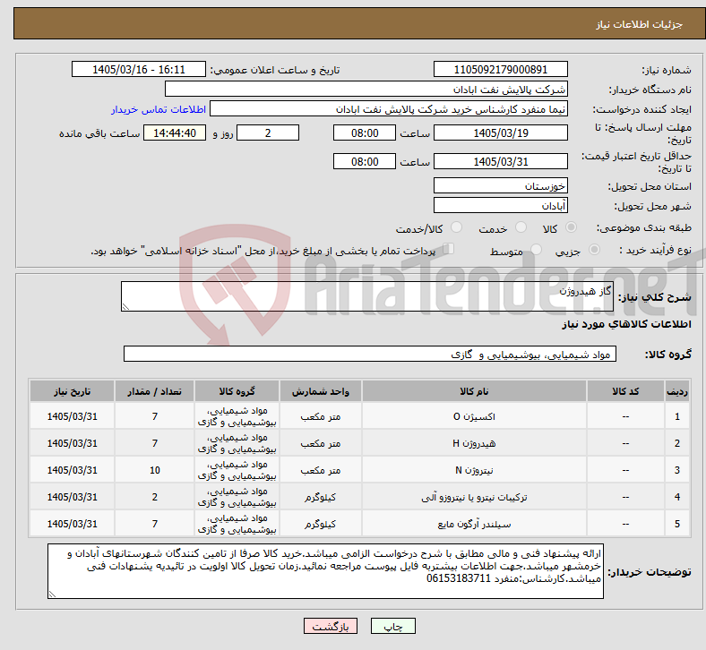 تصویر کوچک آگهی نیاز کالا-گاز هیدروژن